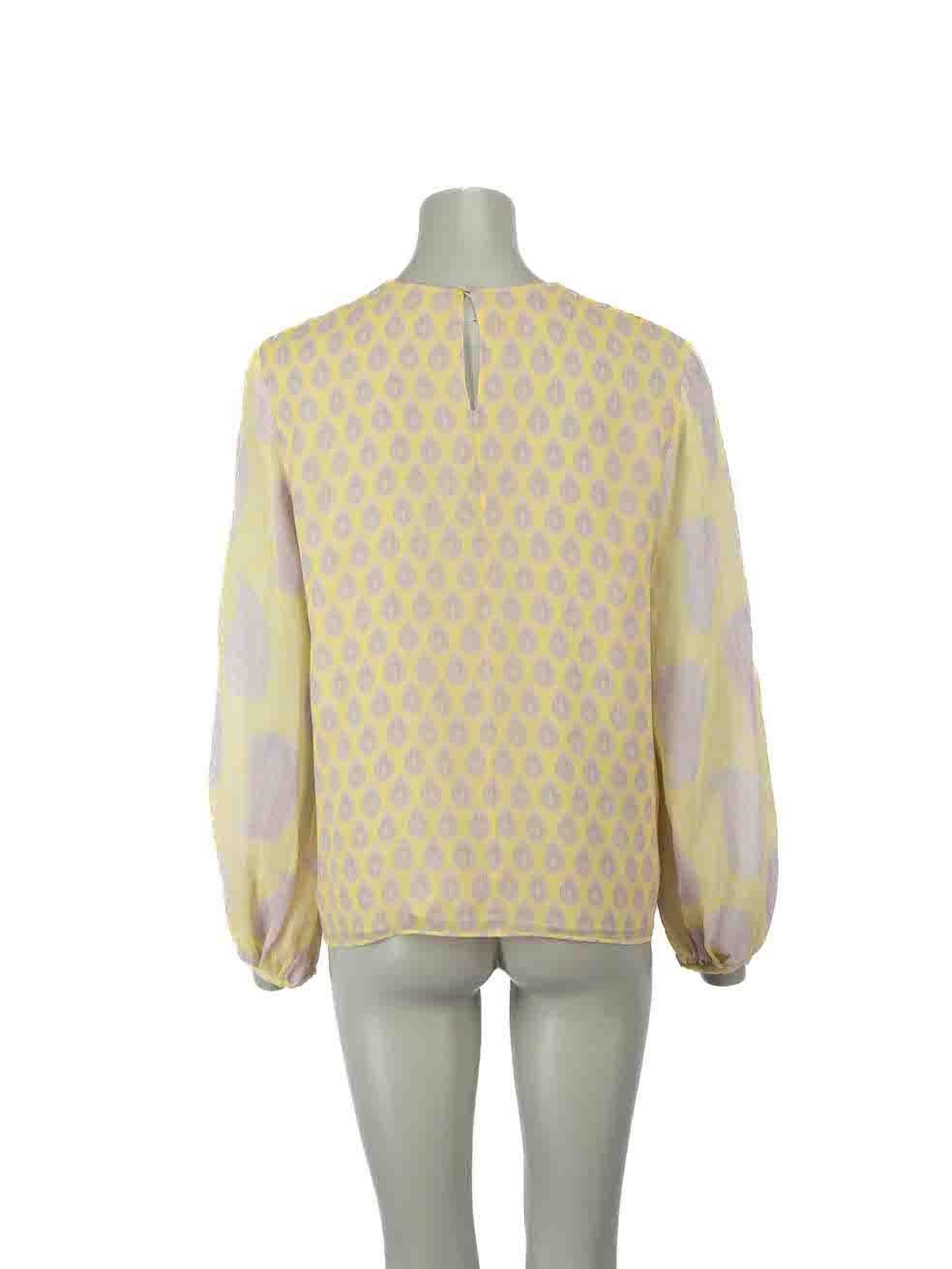 Giambattista Valli Yellow Floral Embroidered Top Size L In Excellent Condition For Sale In London, GB