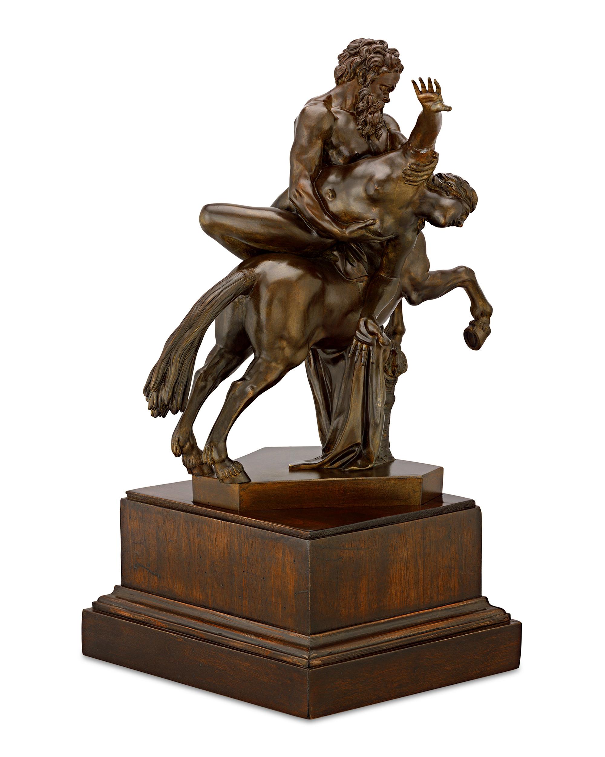 Nessus y Deianira Bronce - Figurative Sculpture Oro de Giambologna