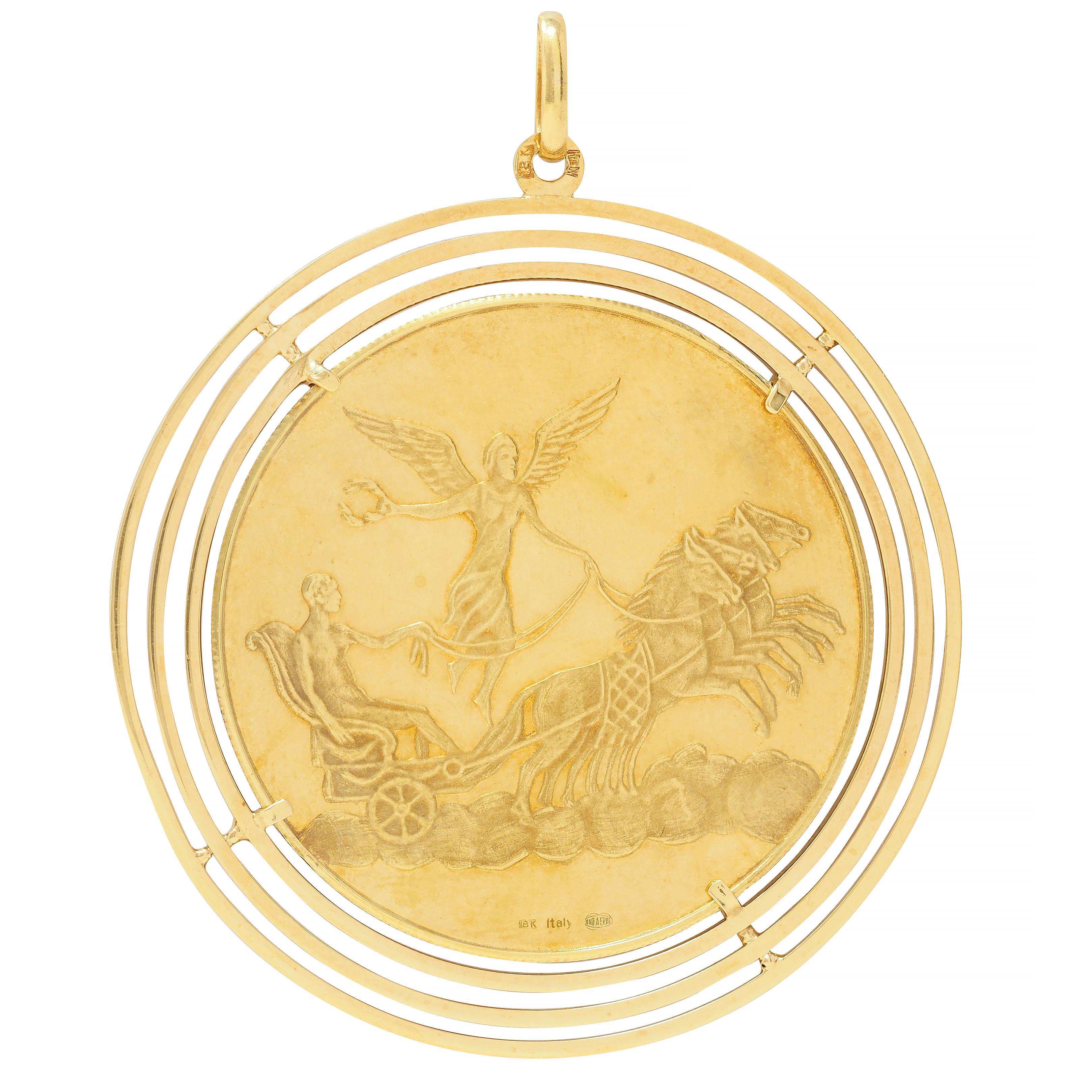Giampaoli 1950s 18 Karat Yellow Gold Vintage Aquarius Zodiac Pendant In Excellent Condition In Philadelphia, PA
