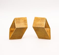 Giampaolo Babetto 1984 Artistic Geometric Earrings In Brushed 18Kt Yellow Gold