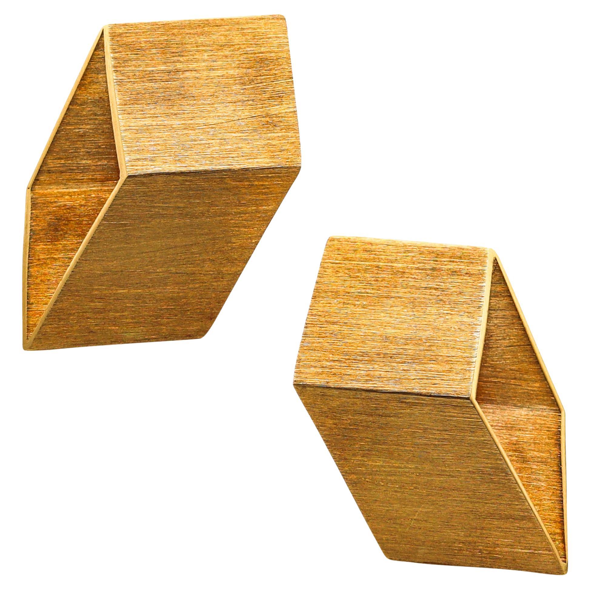 Giampaolo Babetto 1984 Artistic Geometric Earrings In Brushed 18Kt Yellow Gold