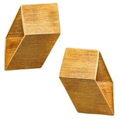 Giampaolo Babetto 1984 Artistic Geometric Earrings In Brushed 18Kt Yellow Gold