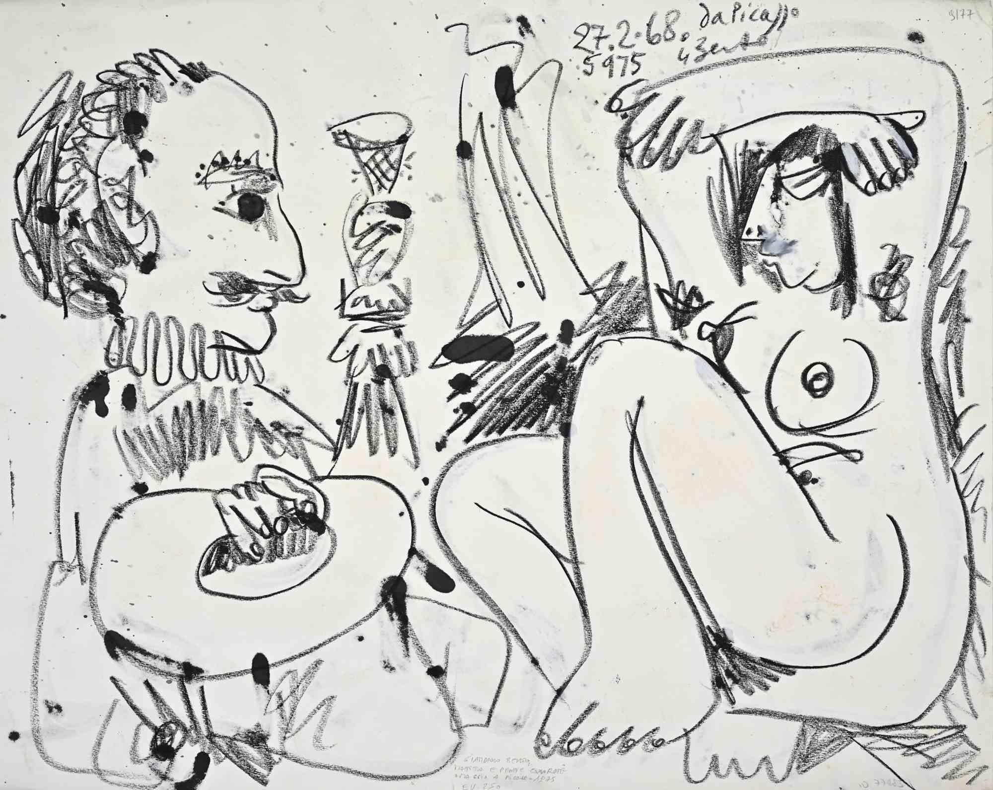 Hommage à Picasso - Technique mixte de Giampaolo Berto - 1975 en vente 1