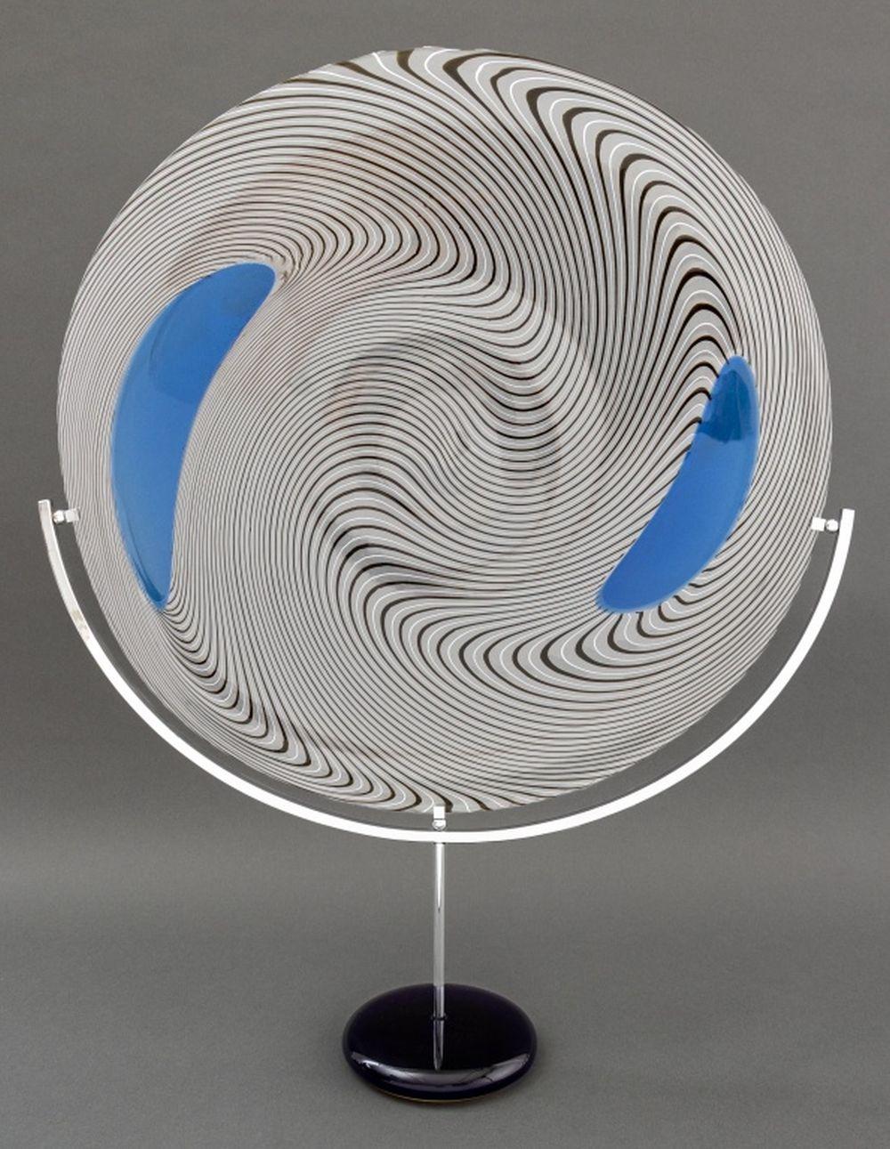 Giampaolo Seguso (Italian, b. 1942) Murano Art Glass Plate, 1993, with black and blue abstract design, artist's proof, signed, dated, and inscribed 