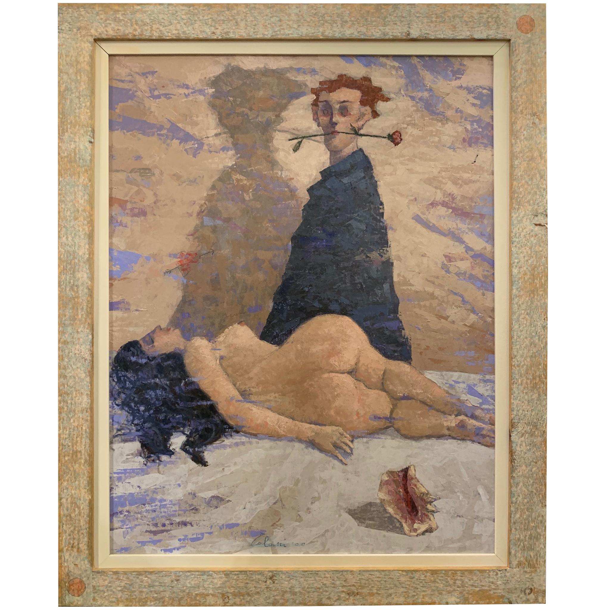 Historia ambigua - Pintura Mujer desnuda de Giampaolo Talani en venta 1