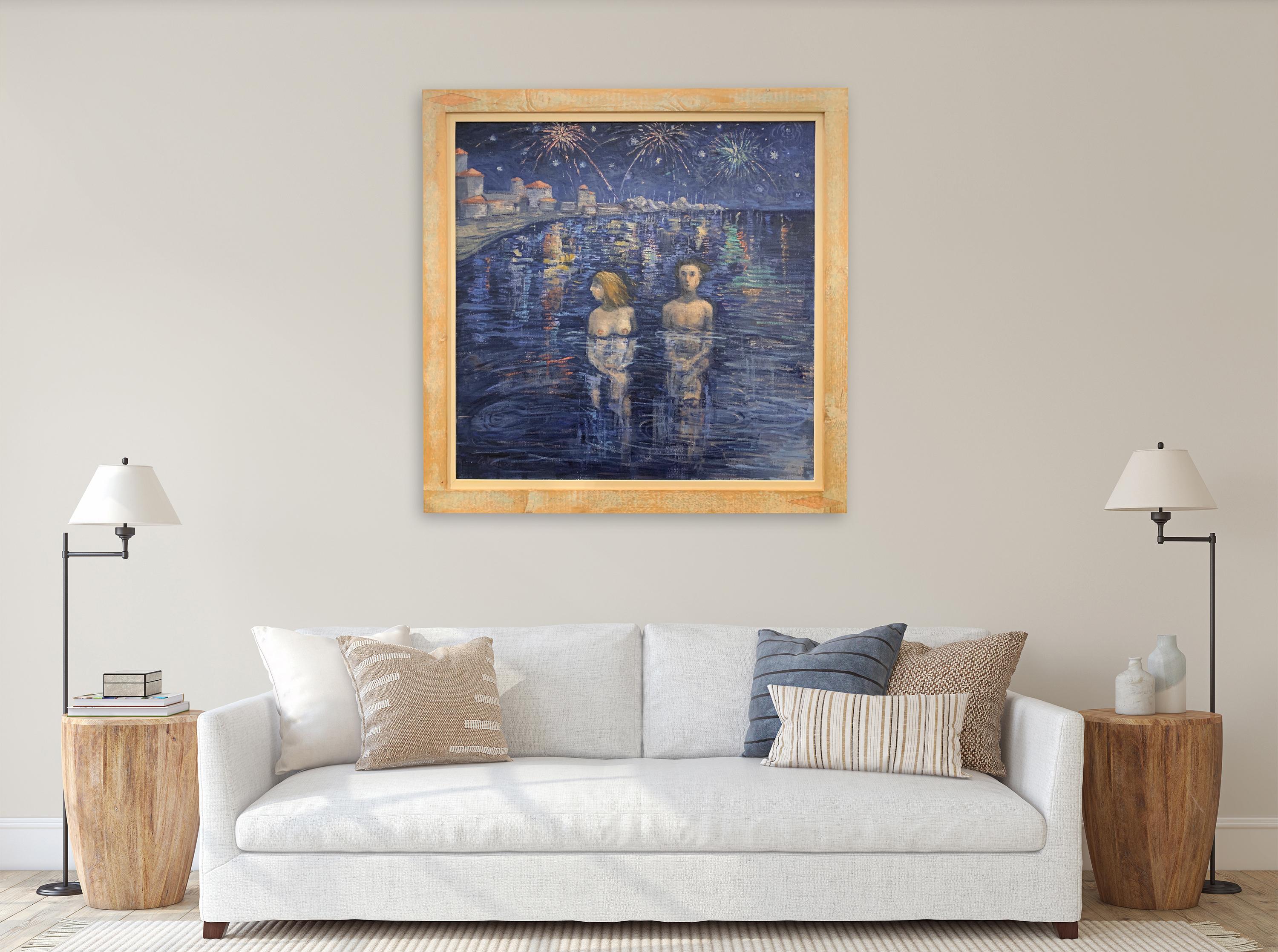 Mid-August Night - Seascape Nudes Painting by Giampaolo Talani For Sale 1