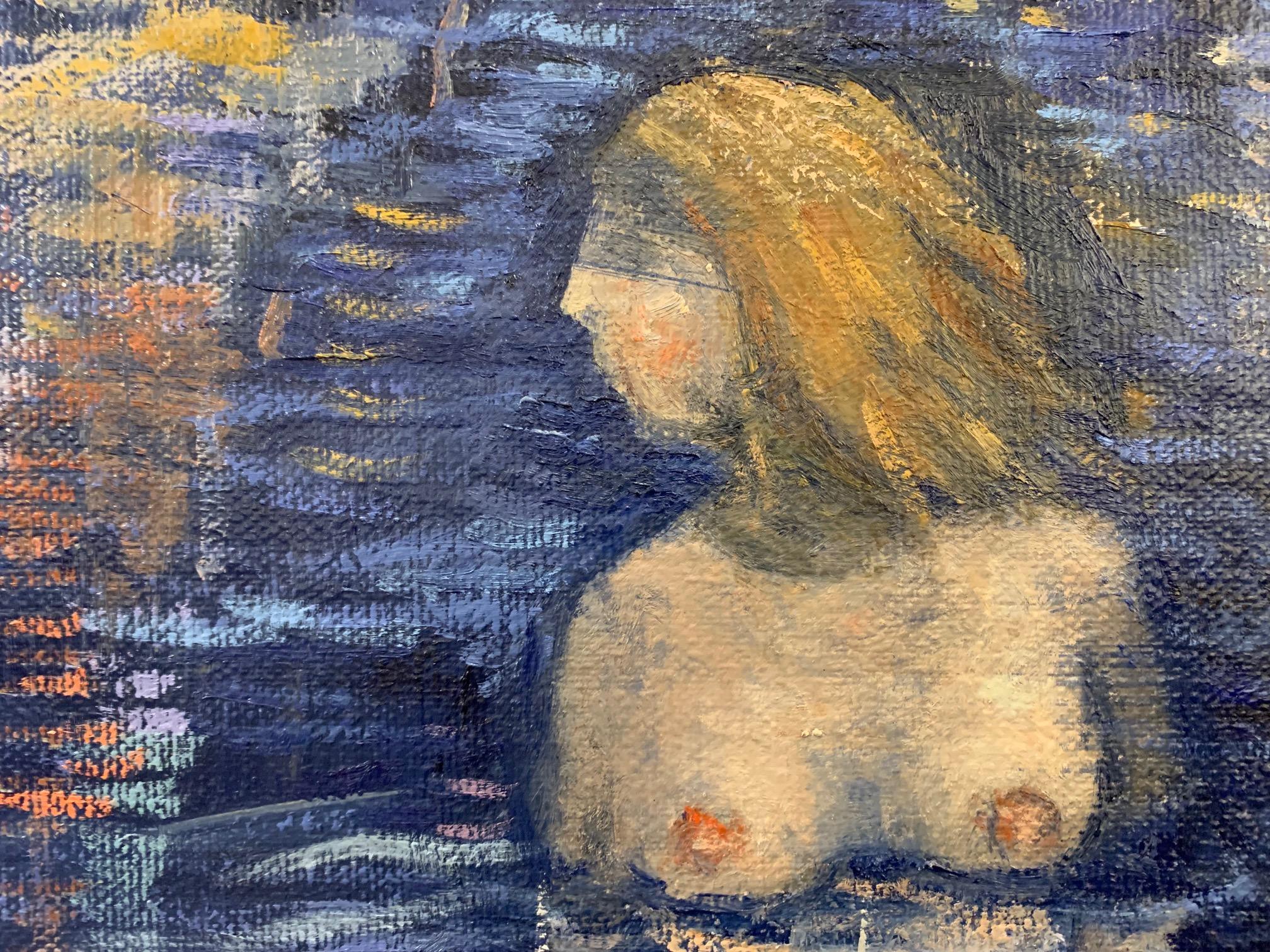 Nuit de la mi-août - Peinture de Giampaolo Talani sur les nus en mer en vente 2