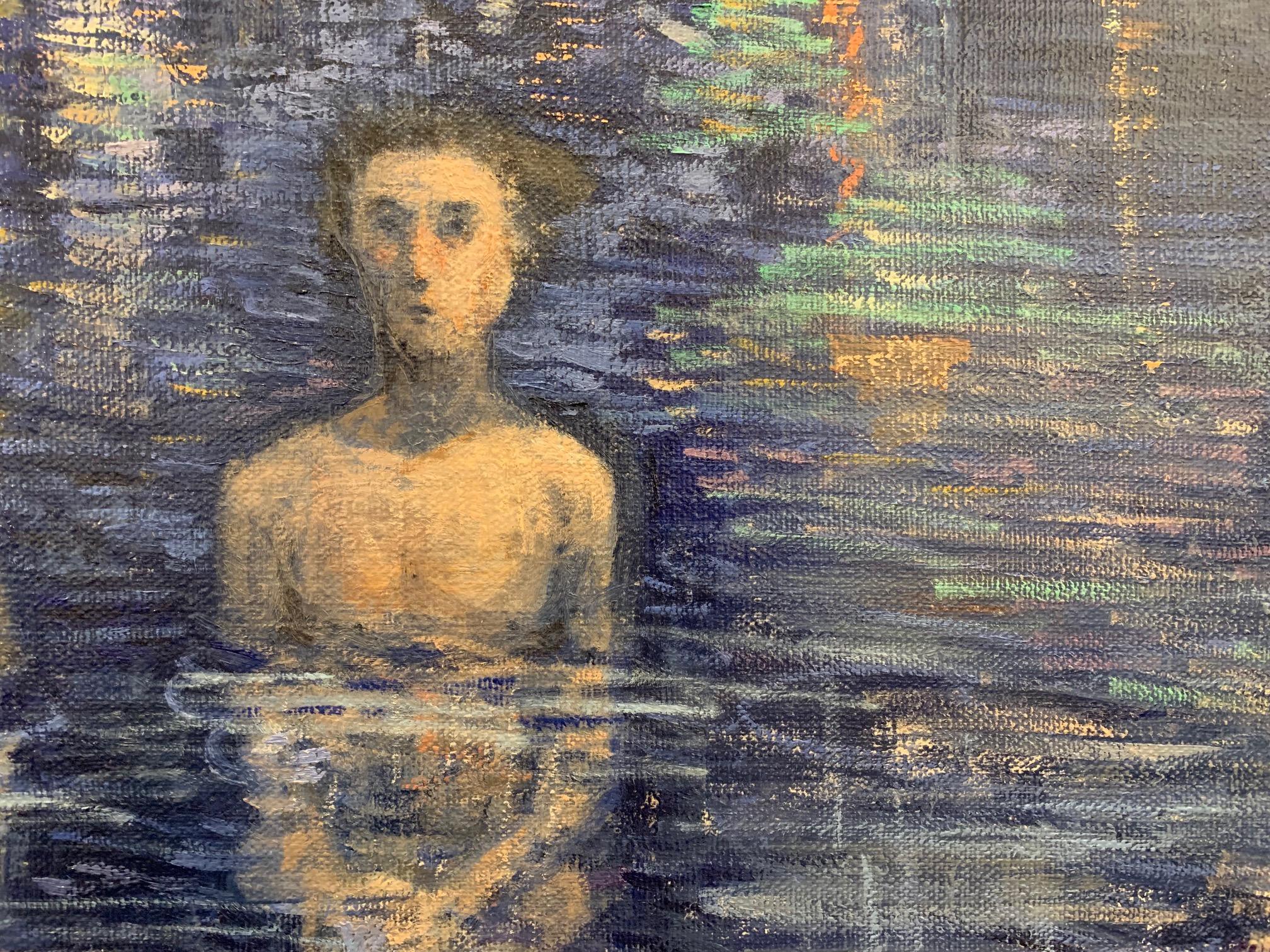 Nuit de la mi-août - Peinture de Giampaolo Talani sur les nus en mer en vente 4