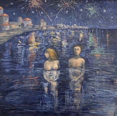 Nuit de la mi-août - Peinture de Giampaolo Talani sur les nus en mer