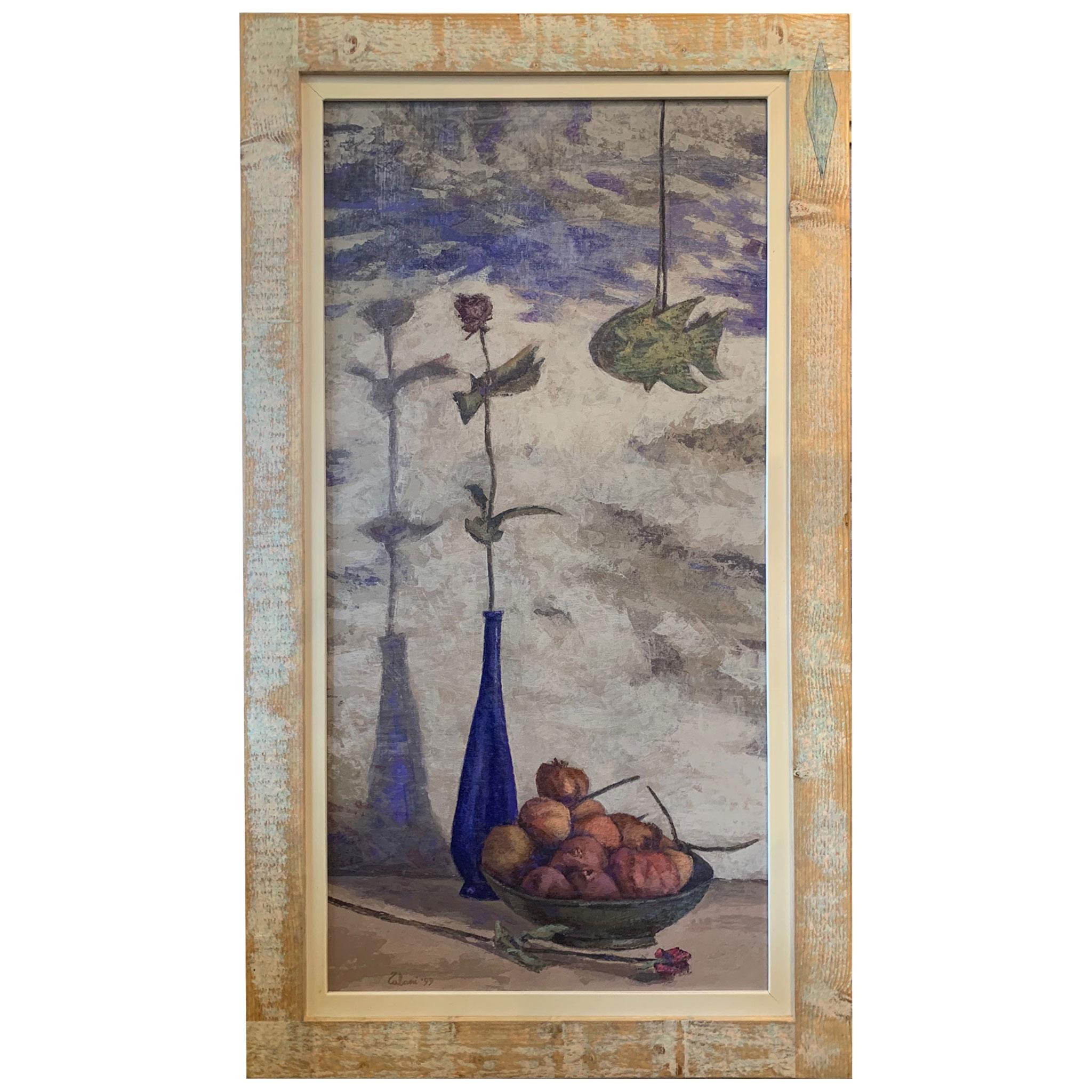 The Fish, La Rose And The Pomegranates - Still-Life Painting by Giampaolo Talani For Sale 3