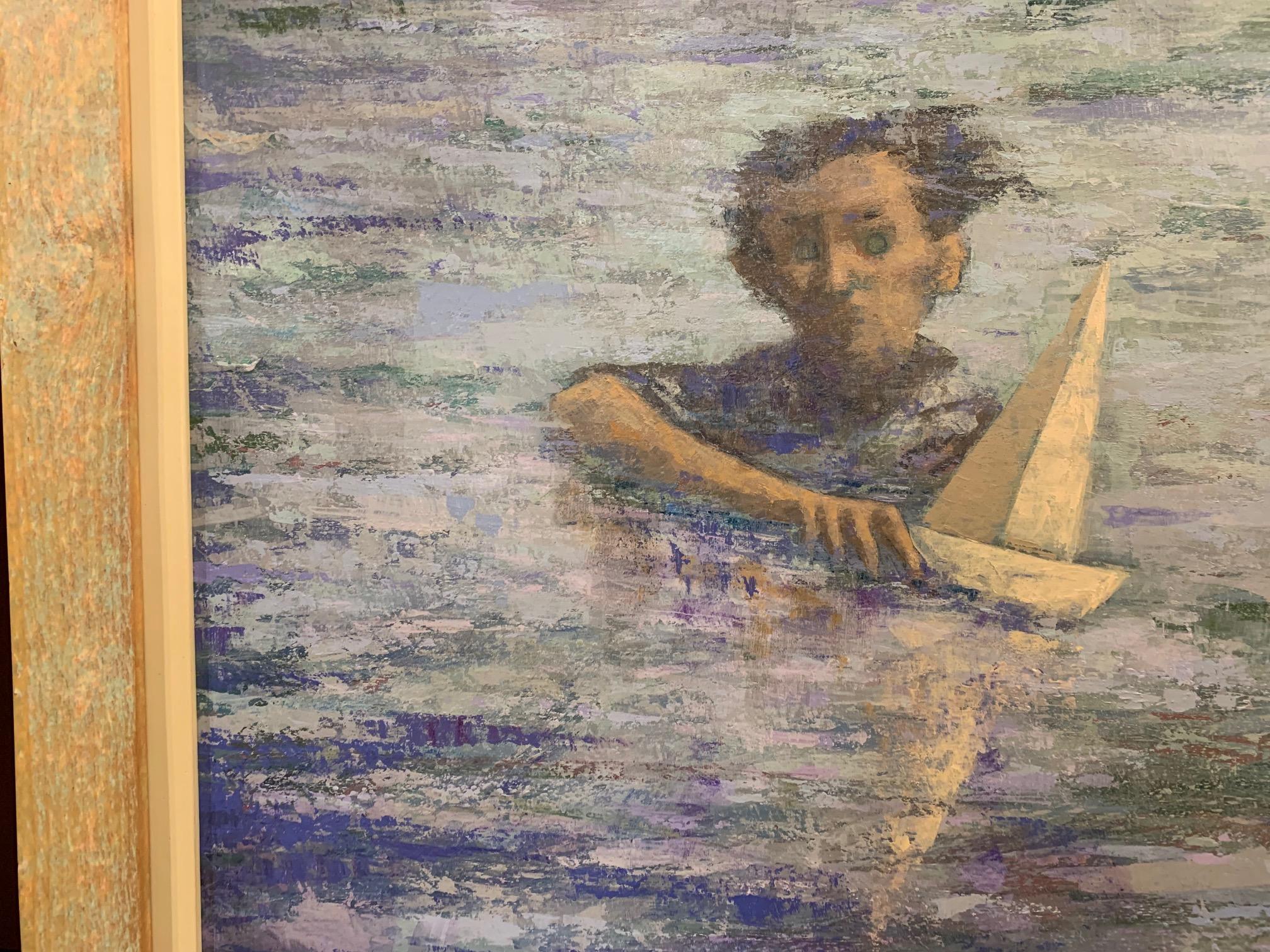 The Man With The Beretta - Seascape Painting by Giampaolo Talani For Sale 3