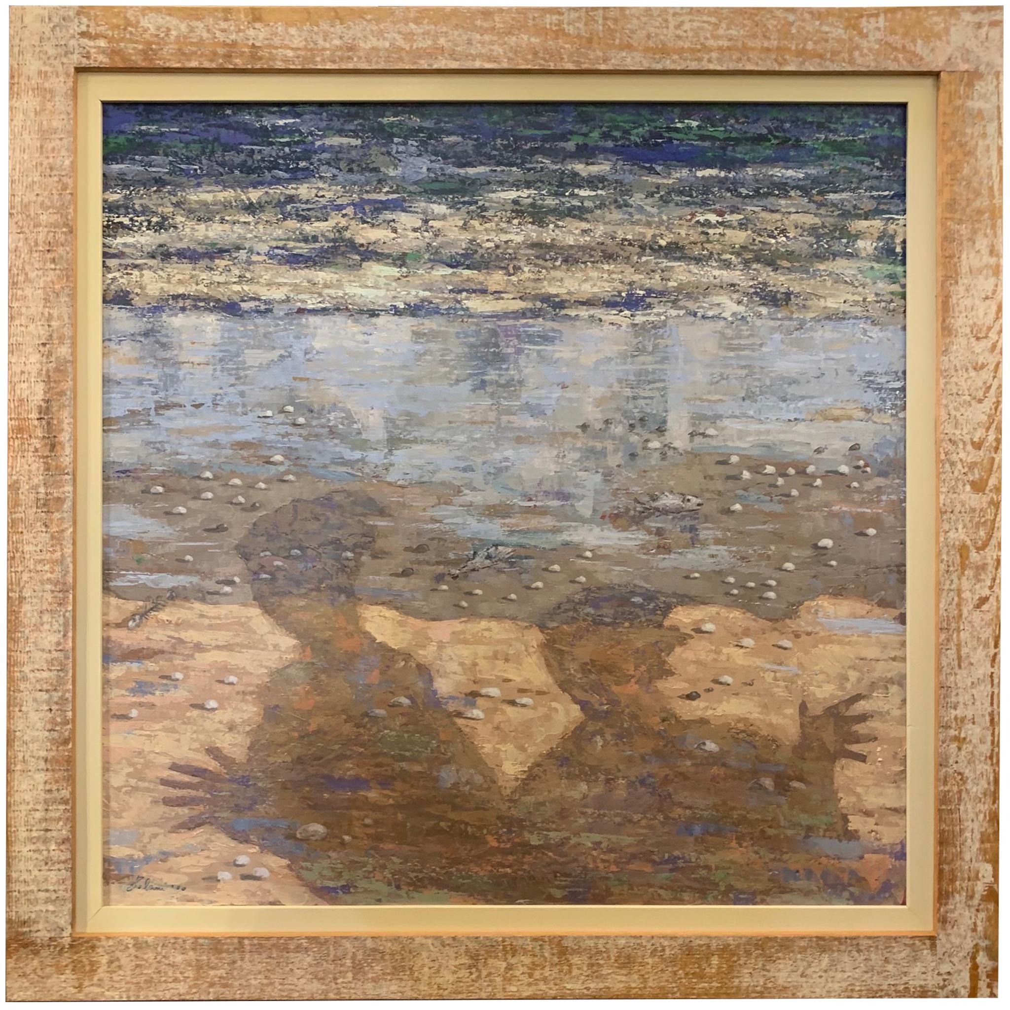 Las sombras en la playa - Paisaje Pintura figurativa de Giampaolo Talani en venta 2