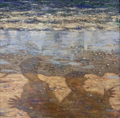 « The Shadows On The Beach » (Les ombres sur la plage) - Peinture figurative de paysage de Giampaolo Talani