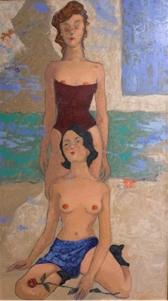 Les deux amis - Peinture de femmes nues de Giampaolo Talani
