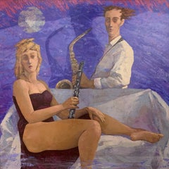 The Two Musicians - Zeitgenössische Malerei von Giampaolo Talani