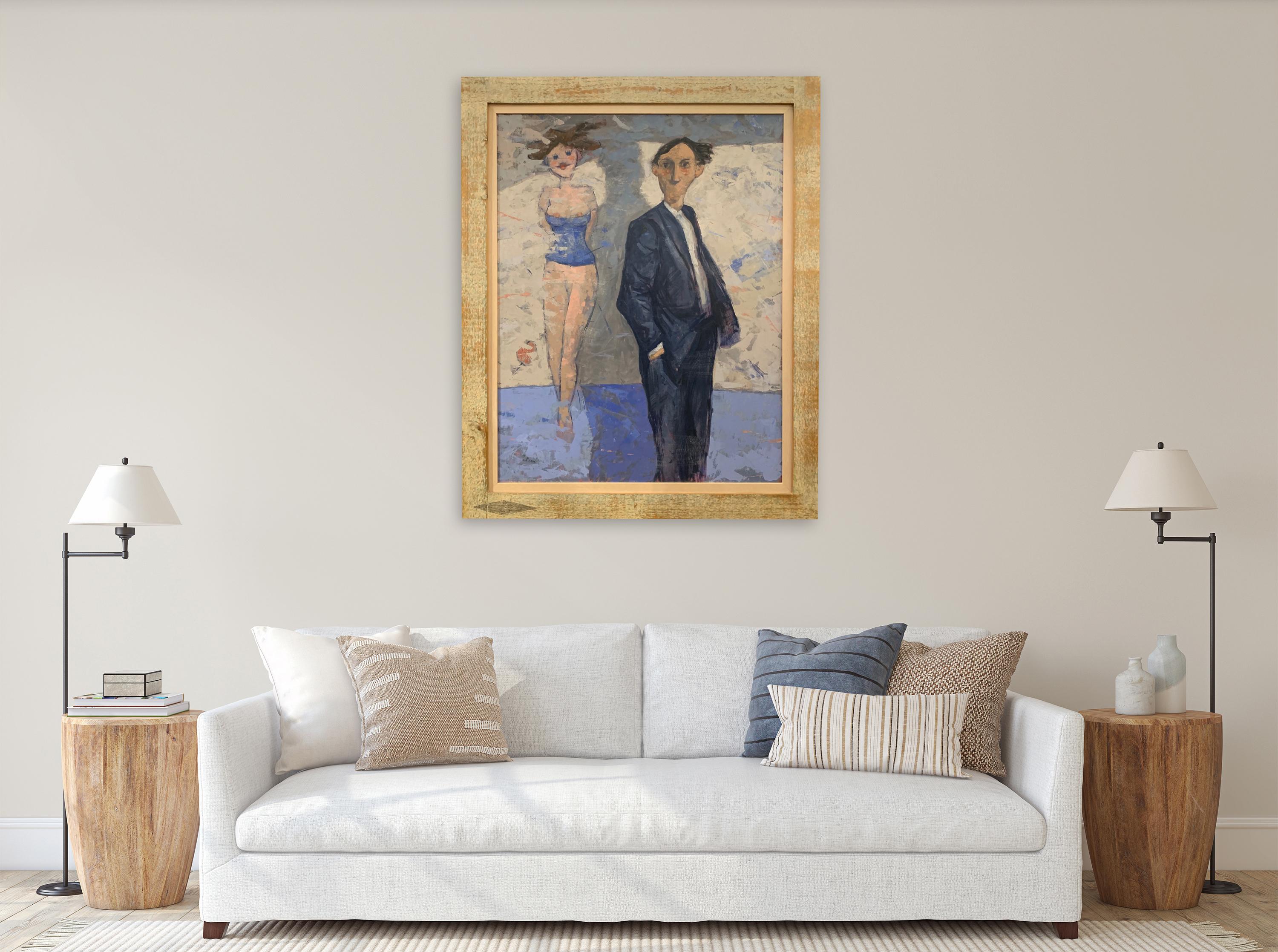 Woman On The Wall (Femme sur le mur) - Peinture d'un nu de Giampaolo Talani en vente 1