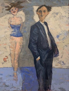 Woman On The Wall (Femme sur le mur) - Peinture d'un nu de Giampaolo Talani