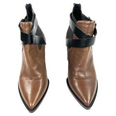 Giampaolo Viozzi Western-Stiefelette aus braunem und schwarzem Leder, Größe 39
