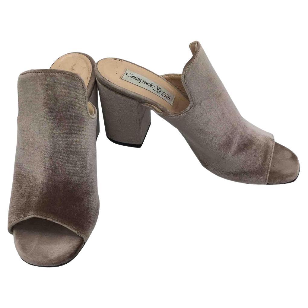 Giampaolo Viozzi Velvet Sandals in Beige