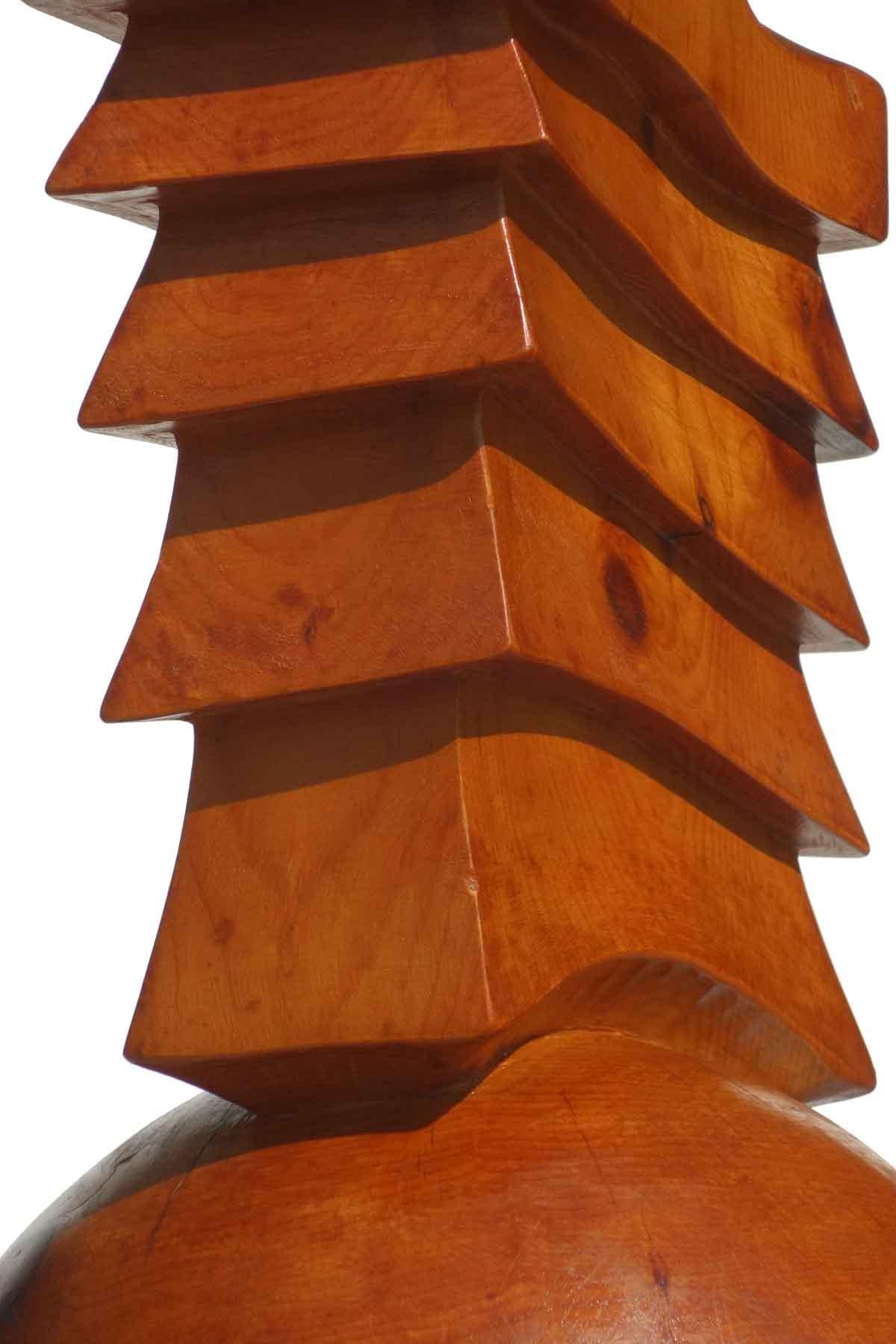 Late 20th Century Giampiero Pazzola Big Wood Italian Abstract Totem Sculpture For Sale