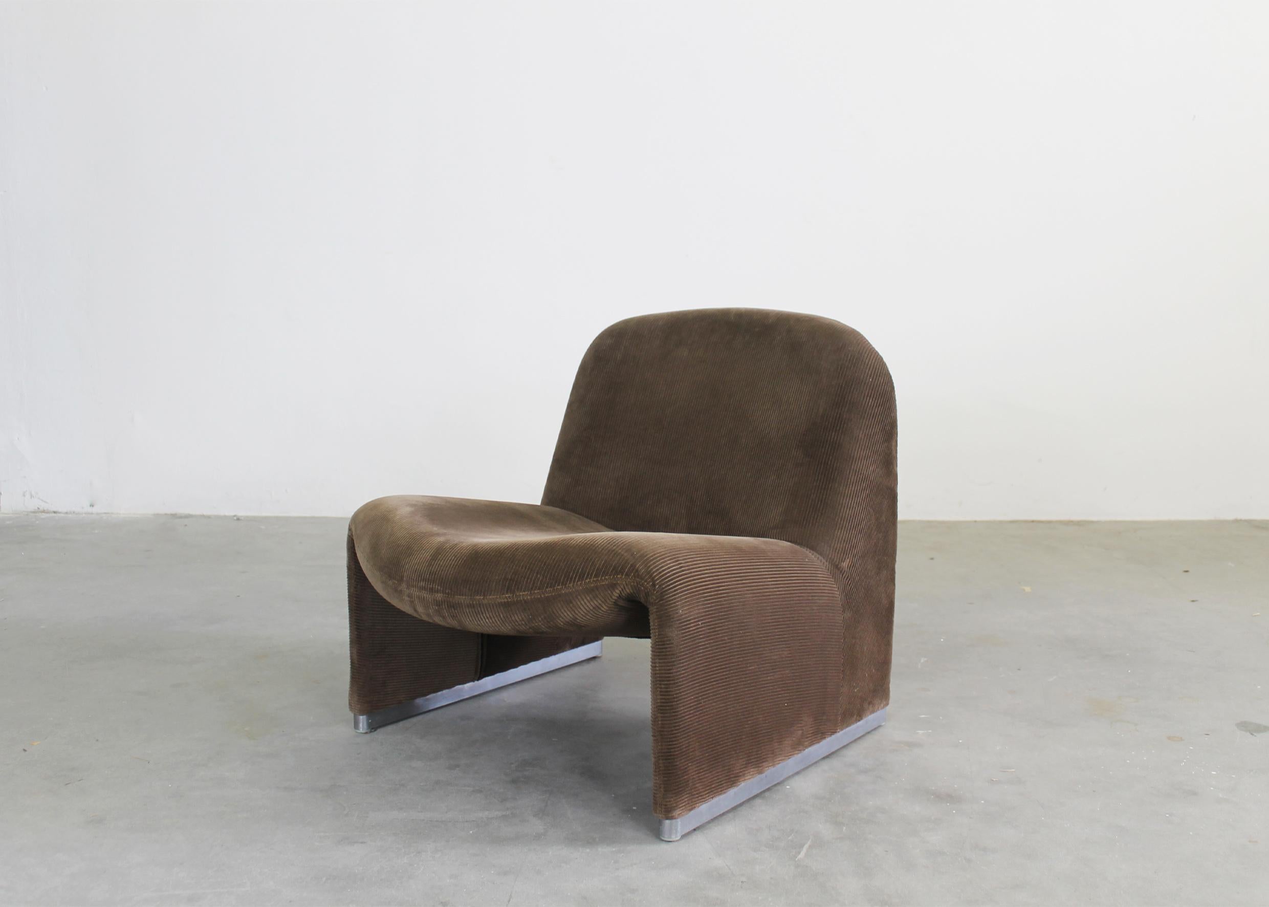 Mid-Century Modern Giampiero Piretti Alky Chair in Brown Velvet by Anonima Castelli 1970s