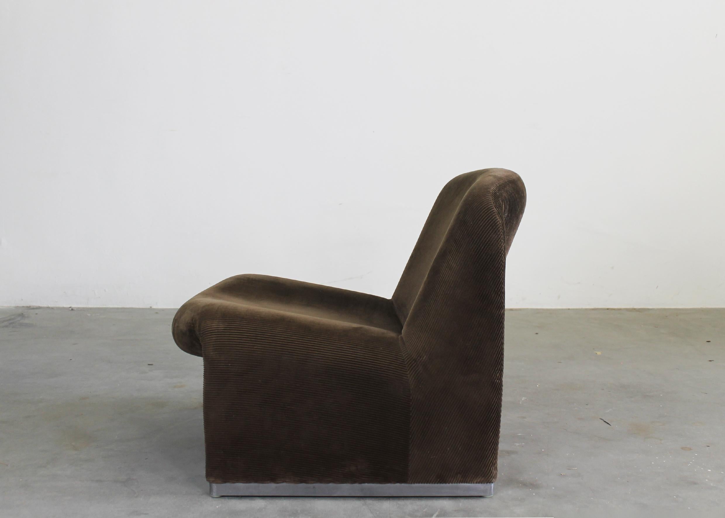 Italian Giampiero Piretti Alky Chair in Brown Velvet by Anonima Castelli 1970s