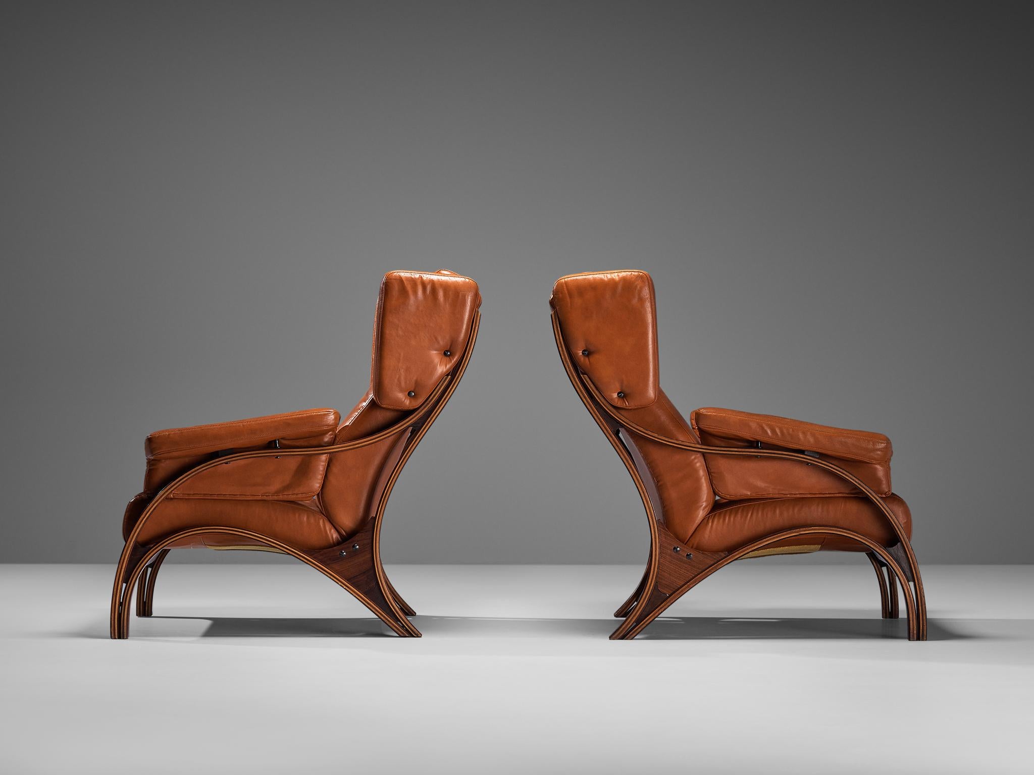 Mid-Century Modern Giampiero Vitelli for Rossi di Albizzate Pair of 'Minore' Easy Chairs  For Sale