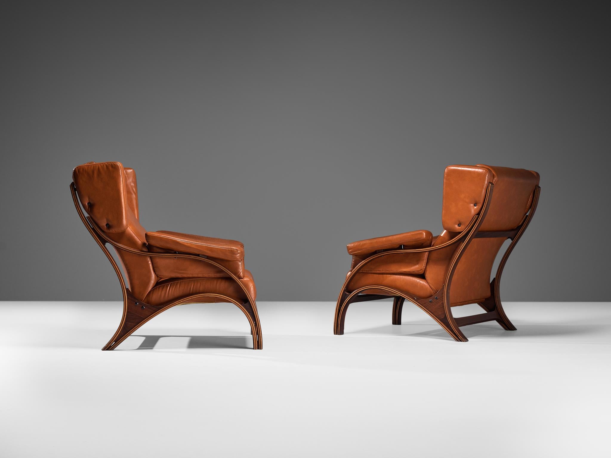 Italian Giampiero Vitelli for Rossi di Albizzate Pair of 'Minore' Easy Chairs  For Sale
