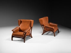 Giampiero Vitelli for Rossi di Albizzate Pair of 'Minore' Easy Chairs in Leather