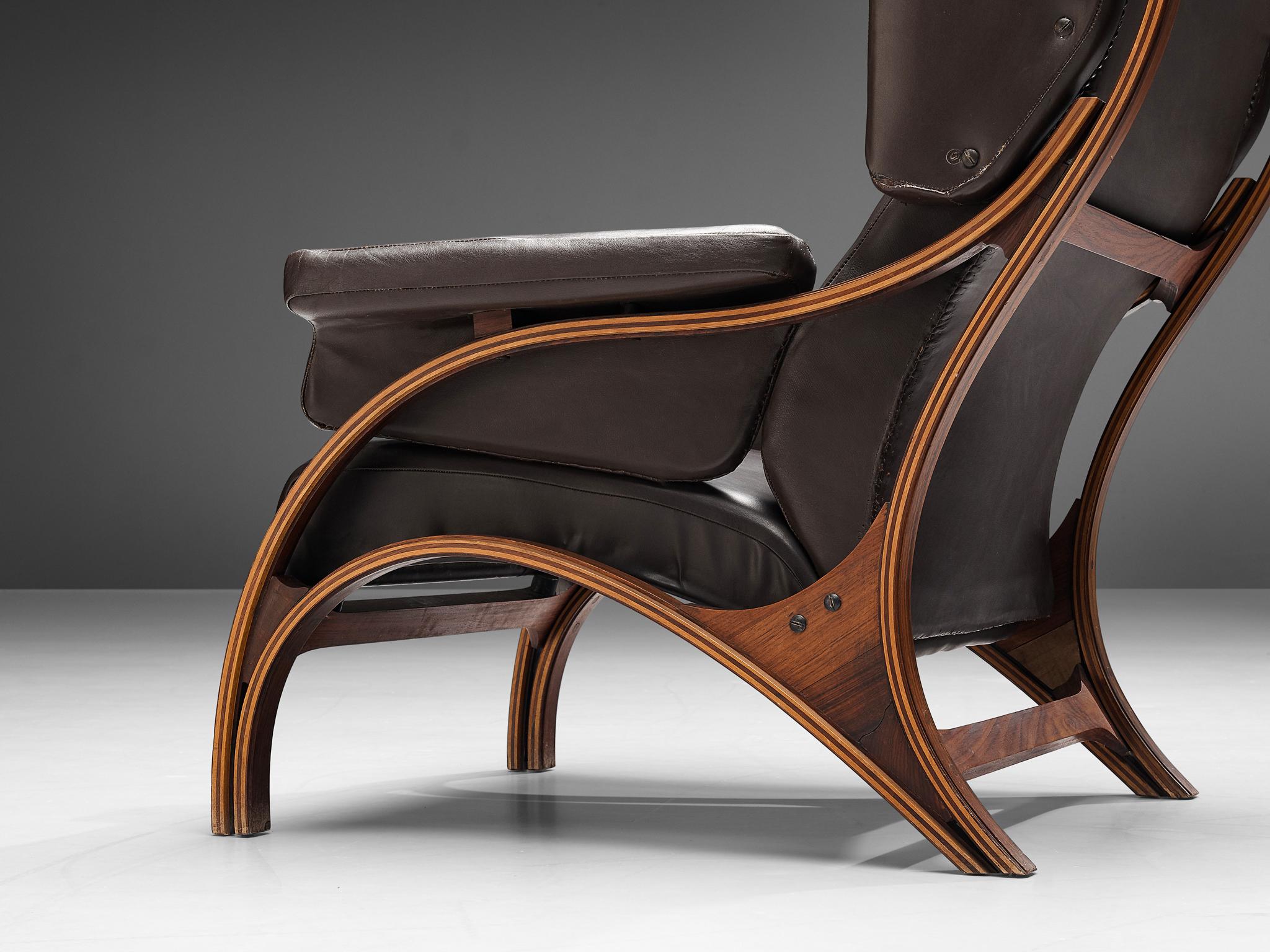 Giampiero Vitelli für Rossi di Albizzate, Paar Easy Chairs „Minore“ aus Leder (Moderne der Mitte des Jahrhunderts) im Angebot
