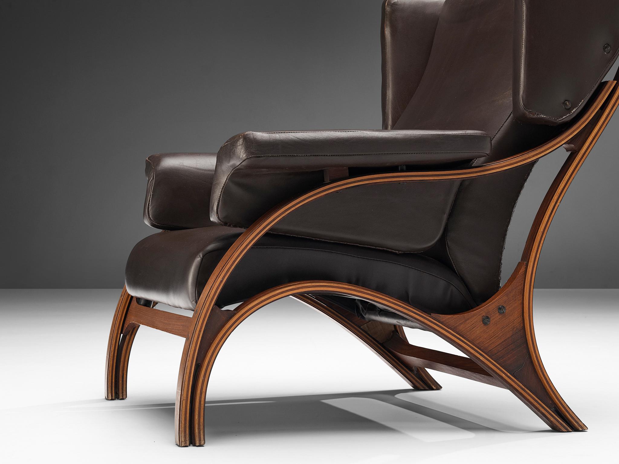 Giampiero Vitelli für Rossi di Albizzate, Paar Easy Chairs „Minore“ aus Leder im Zustand „Gut“ im Angebot in Waalwijk, NL