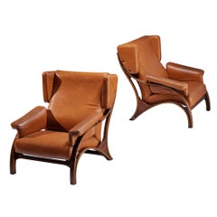 Giampiero Vitelli for Rossi di Albizzate Pair of 'Minore' Easy Chairs in Leather