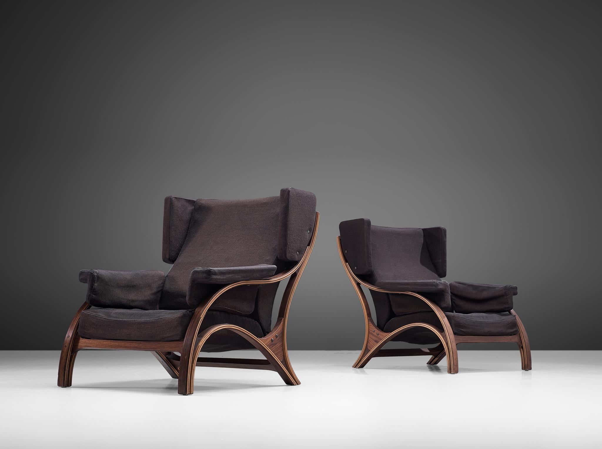 Italian Giampiero Vitelli Pair of Customizable Lounge Chairs