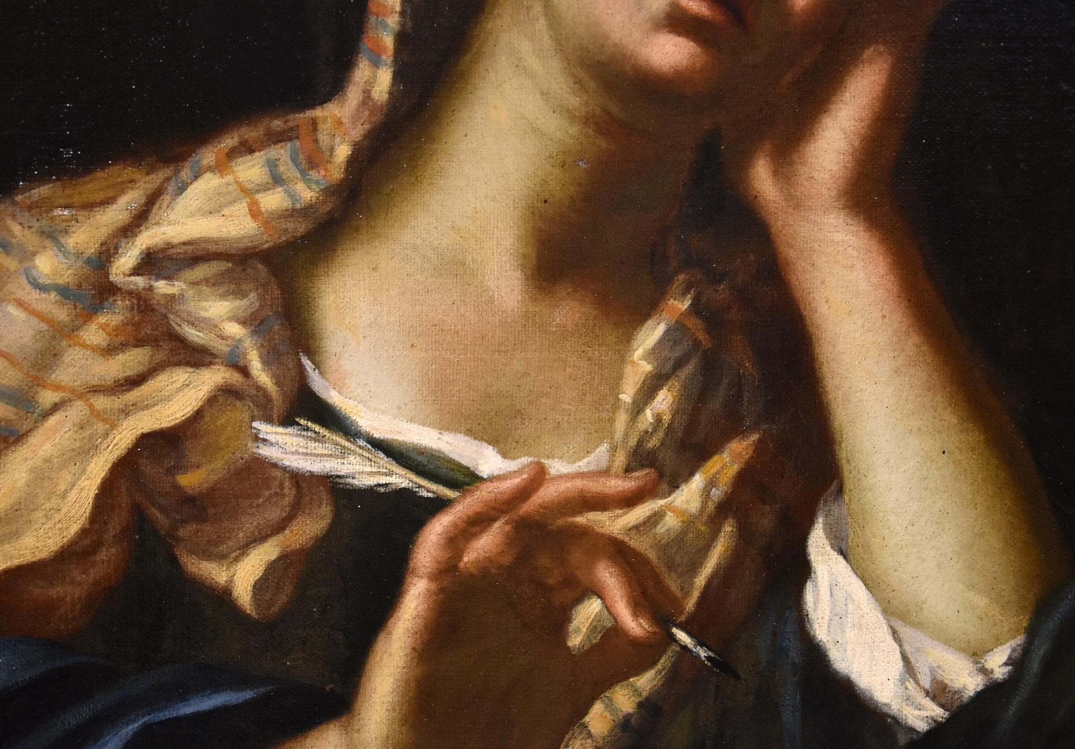 Portrait Sibyl Lady Zanotti Paint Oil on canvas Old master 18th Century Italian - Old Masters Painting by Giampietro Cavazzoni Zanotti (Paris, 1674 - Bologna, 1765)