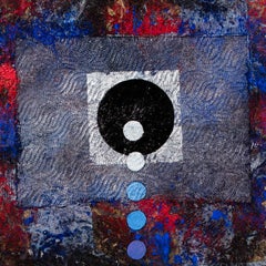 From Moon to Moon - Abstract Geometric Painting with Silver Leaf
