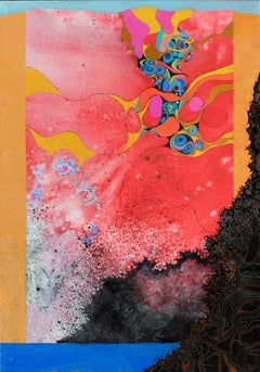 gian berto vanni Kites - Red, Blue and Orange Vertical Abstract Painting