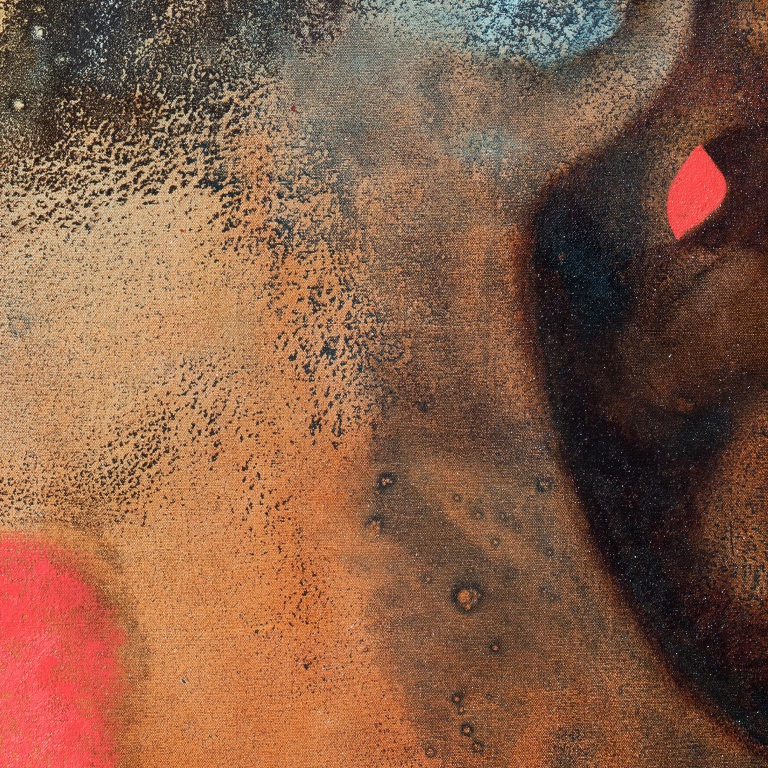 Medusa – griechische Mythologie, Abstrakter Versus, figuratives Ölgemälde, Erdfarbe (Braun), Abstract Painting, von Gian Berto Vanni