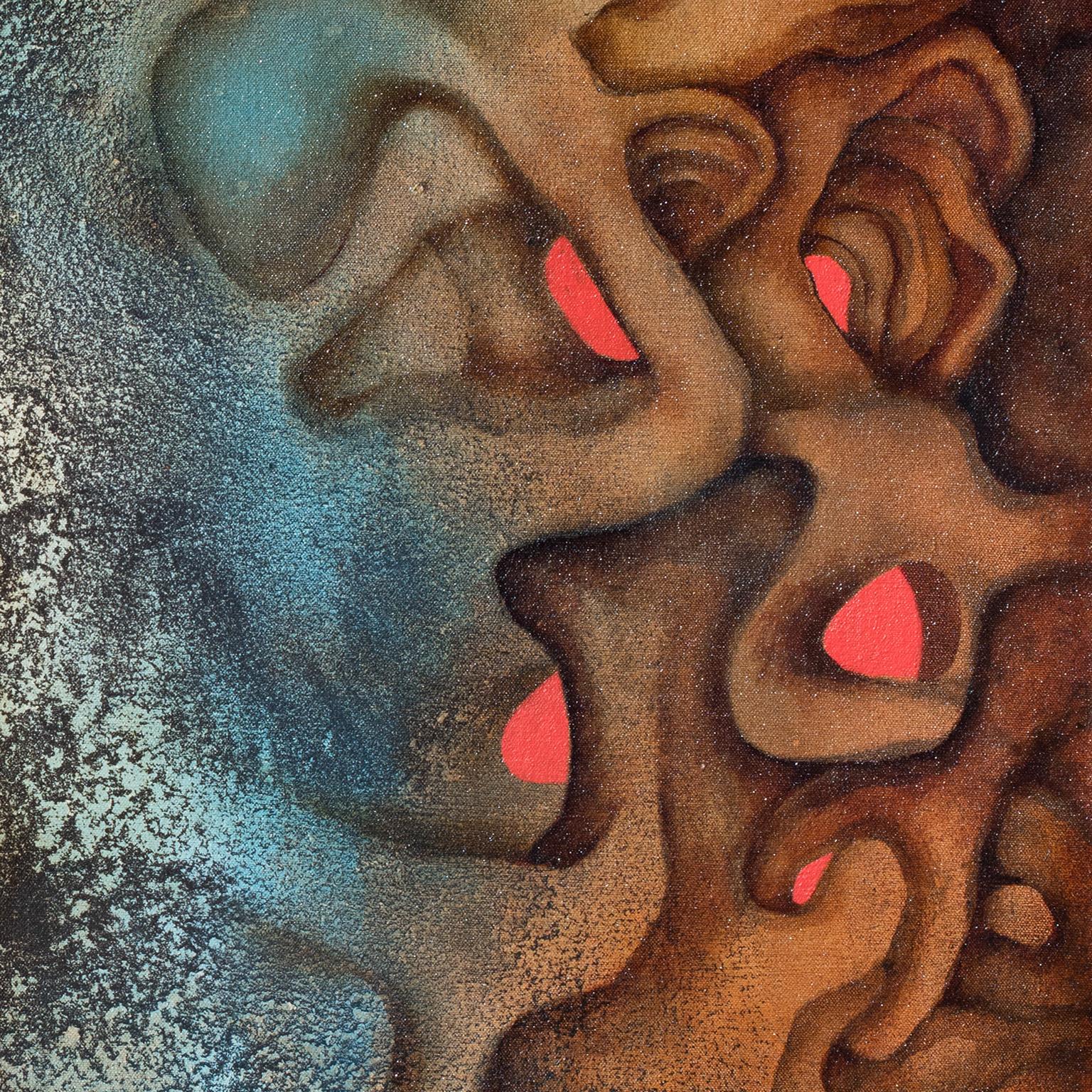 Méduse - mythologie grecque, peinture à l'huile figurative abstraite de Versus, couleur terre - Contemporain Painting par Gian Berto Vanni