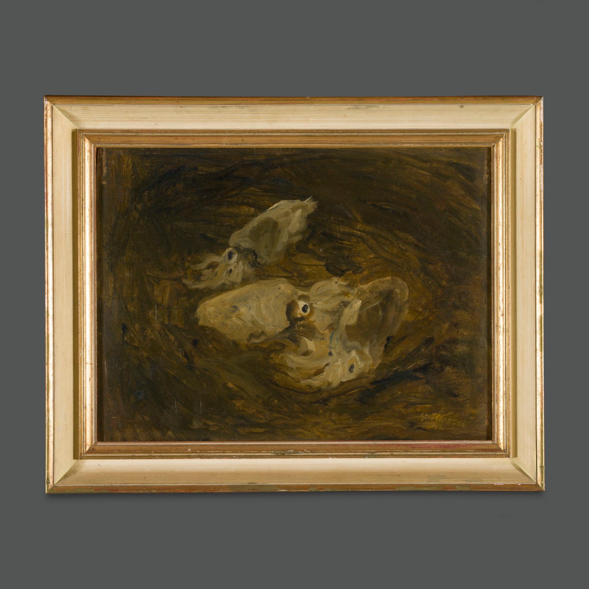 Gian Carozzi Figurative Painting - Mid-Century Modern Italian Signed Still Life with Fish