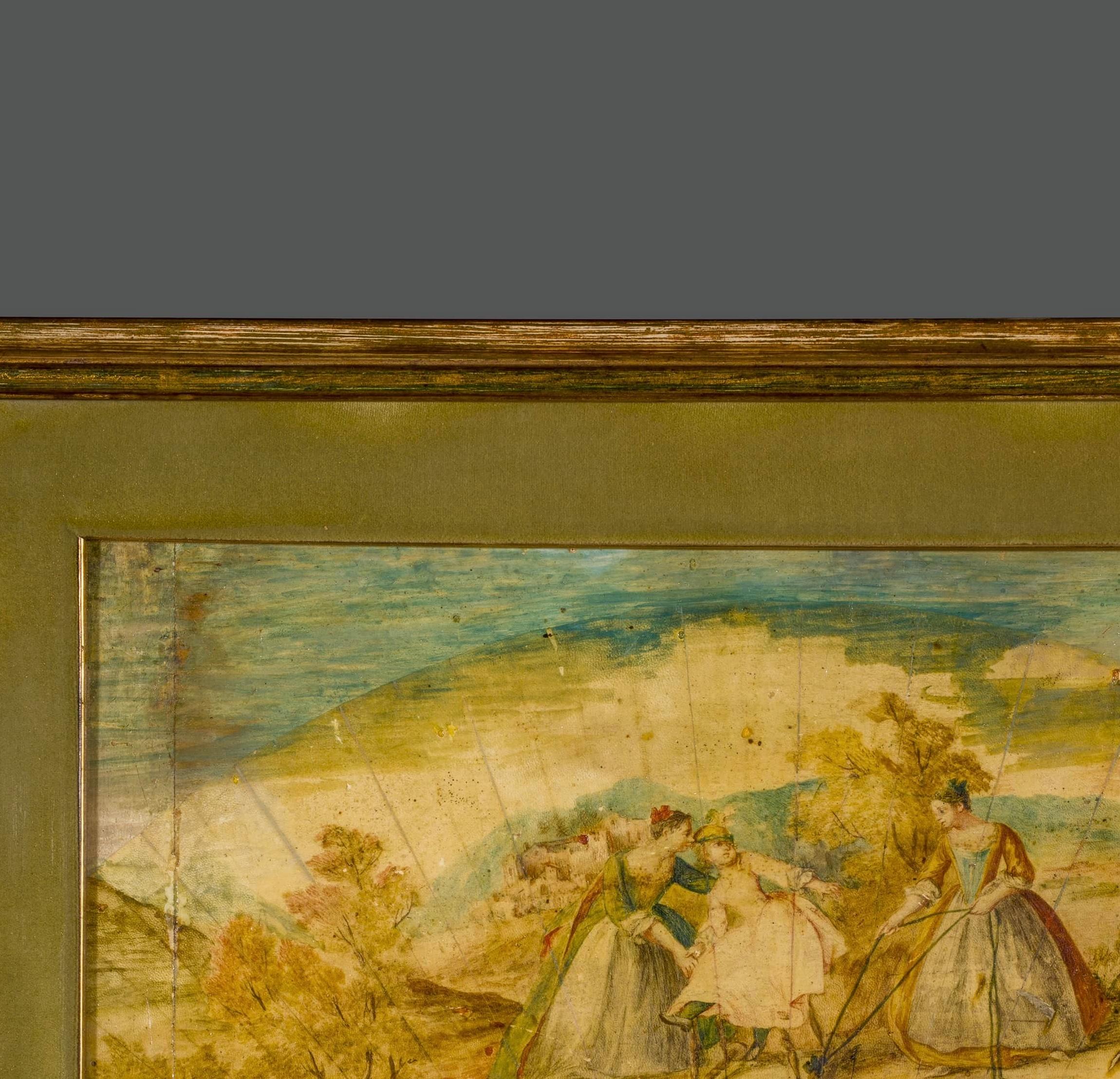 Gian Domenico Tiepolo Follower Period Italian Painting In Fair Condition For Sale In Roma, IT