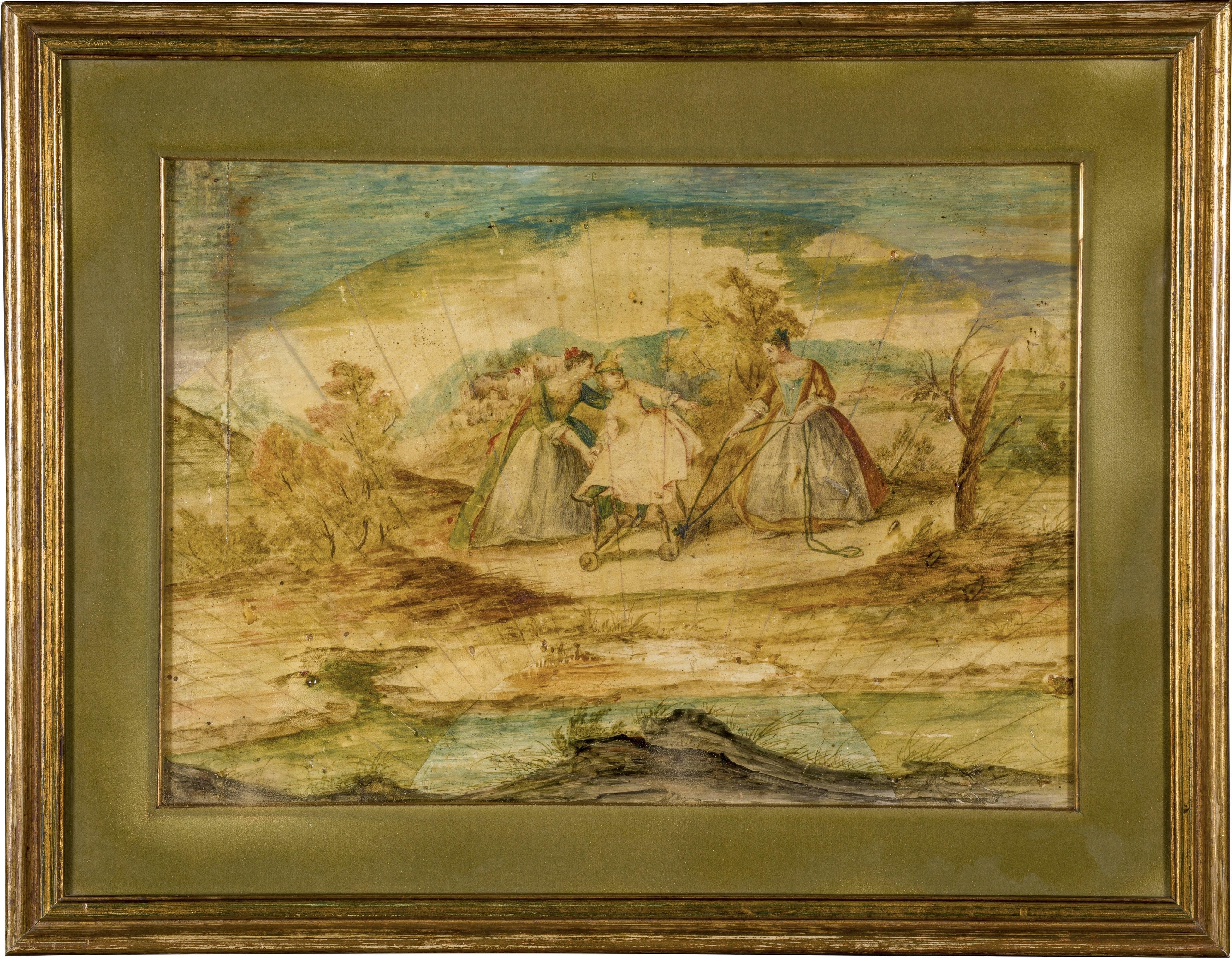 Glass Gian Domenico Tiepolo Follower Period Italian Painting For Sale
