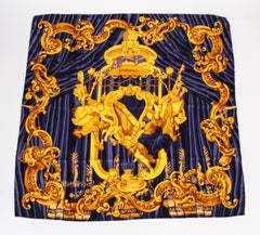 Gian Franco Ferre' 90s Blue Gold Scarf