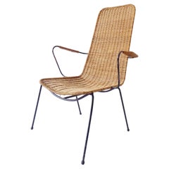 Gian Franco Legler Basket Chair, Wicker Chair, 1950s, Mid-Century Modern, Swiss