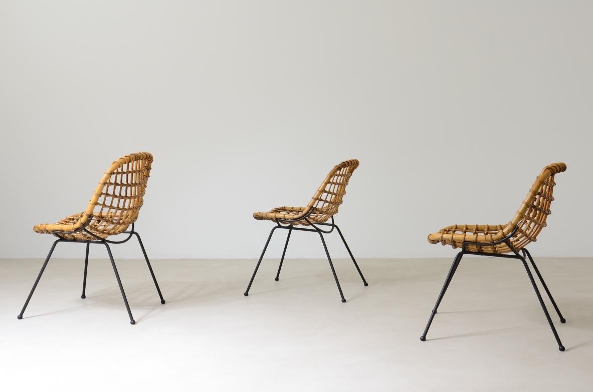 Gian Franco Legler, splendido set di 8 sedie in rattan curvato In condizioni ottime in vendita a Milano, IT
