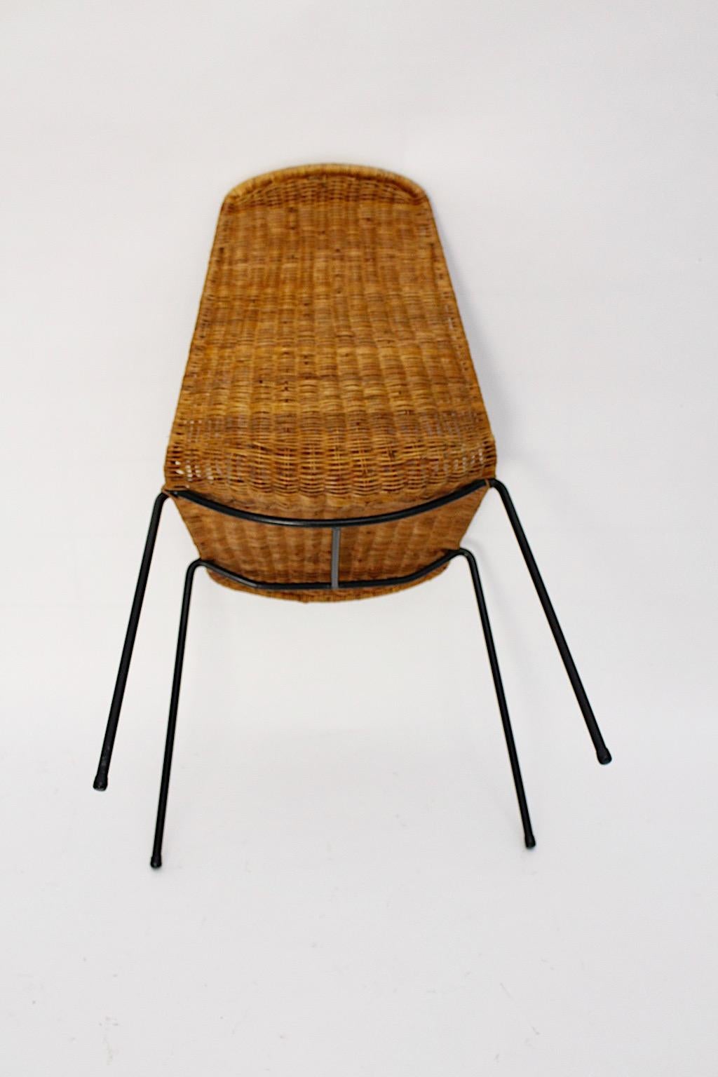 Gian Franco Legler Vintage Rattan Metal Mid-Century Modern Chair Switzerland 2
