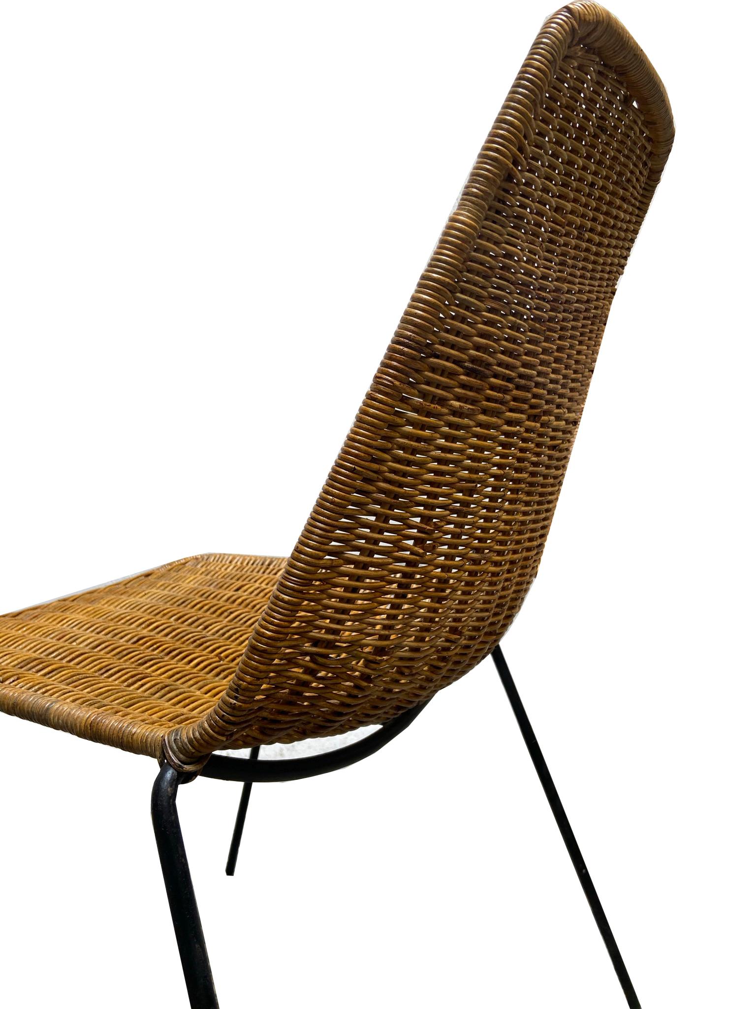 Gian Franco Legler Vintage Rattan Metal Mid-Century Modern Chairs, 1970s In Good Condition In Naples, IT