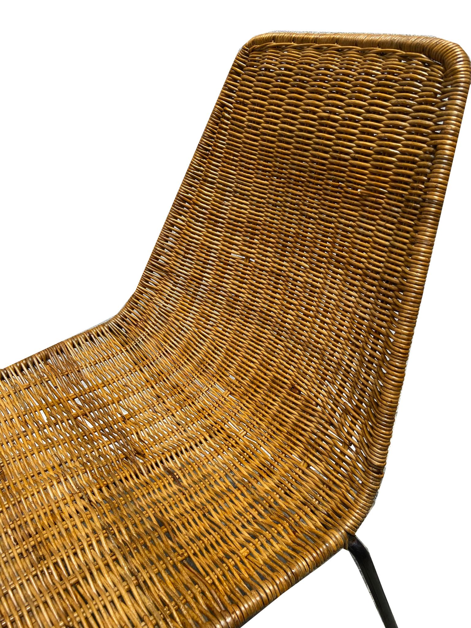 Late 20th Century Gian Franco Legler Vintage Rattan Metal Mid-Century Modern Chairs, 1970s