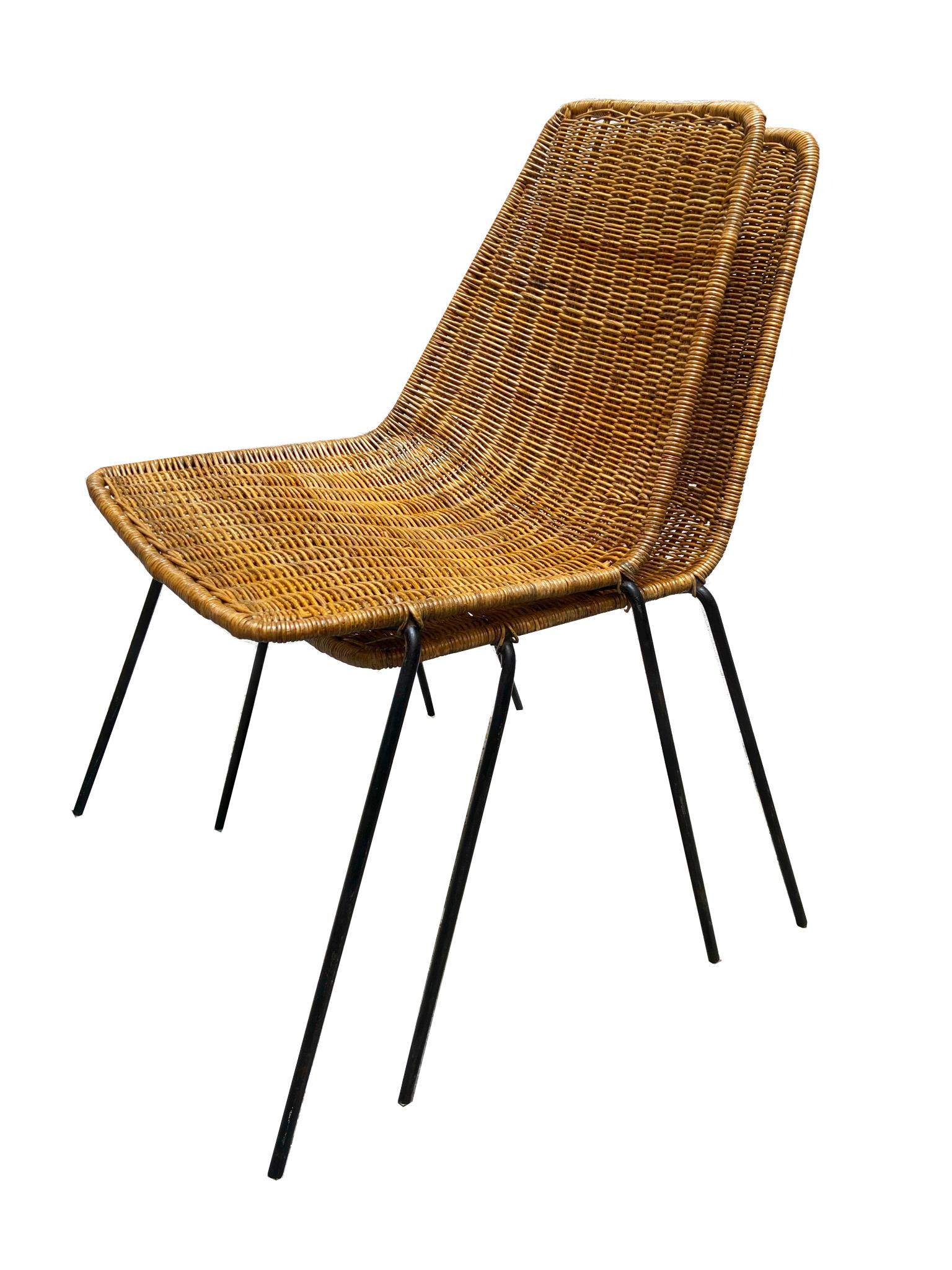 Gian Franco Legler Vintage Rattan Metal Mid-Century Modern Chairs, 1970s 2