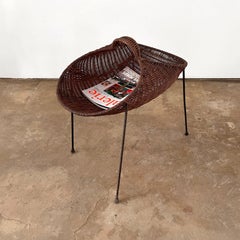 Gian Franco Legler Wicker Catch All Newspaper / Magazine Rack