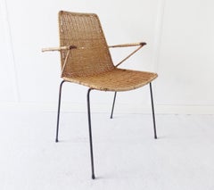 Gian Franco Legler Wicker Chair 1950s, Swiss, Mid-Century Modern, Basket Chair